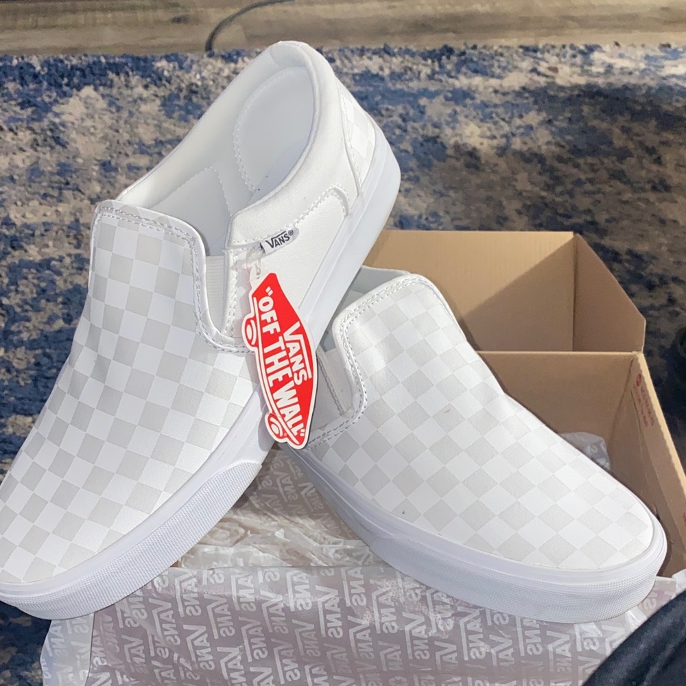 Vans Classic White Checkered Slip-Ons